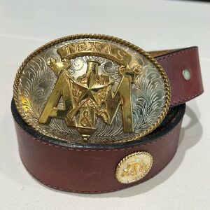 Texas A&M SilverSmith collection, handmade hand engraved belt with belt buckle